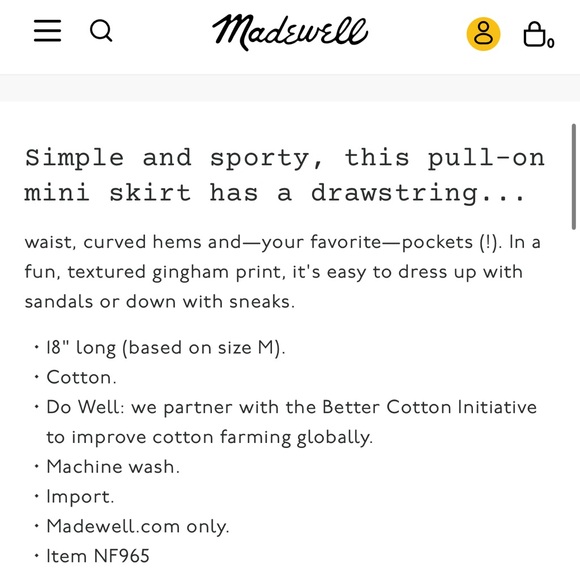 Madewell Curved-Hem Mini Skirt in Plaid, NWT! Size M - Picture 6 of 13